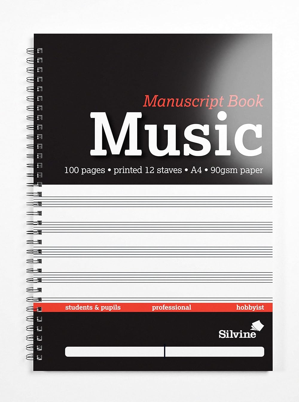 Silvine A4 Music Manuscript Book 12 Stave 100 Pages Printed 12 Stave
