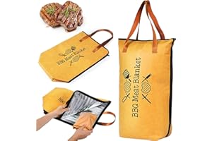 HAKPNEW BBQ Blanket for Resting Meat - Reusable Smoker Blanket Accessories with Wide Mouth for Large Beef Brisket, Pork Shoulders, and Turkeys for Men and Ideal for BBQ Parties(Regular 15in)