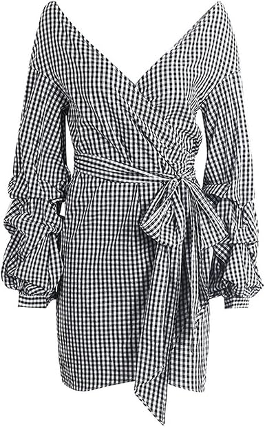 black white wrap dress
