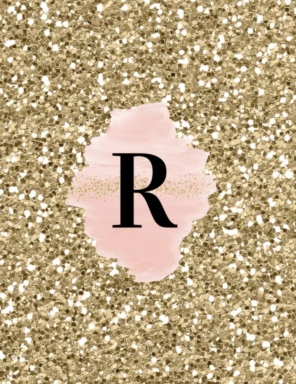 INITIAL "R" GOLD GLITTER GLOSSY LINED NOTEBOOK (8.5 × 11, 200 PAGES)