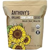 Anthony's Organic Hulled Sunflower Seeds, 2 lb, Raw, Unsalted, Batch Tested and Gluten Free, Keto Friendly