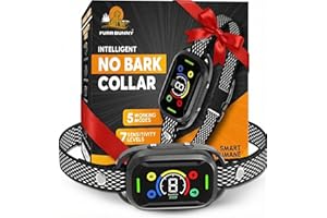 FURR BUNNY 2025 Upgraded Intelligent Dog Bark Collar for Medium and Large Dogs - Beep, Vibration and Safe Static Shock, 7 Sensitivity Levels Adjustment - Effective Training to Stop Excessive Barking Fast