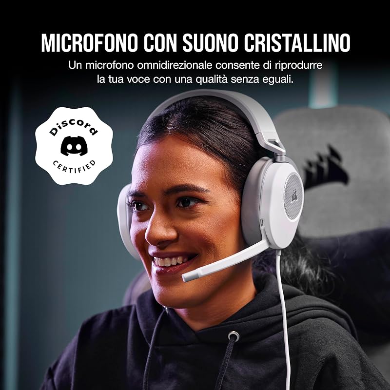 HS65 SURROUND Cuffie Gaming Cablate 7.1 Multipiattaforma – Bianco