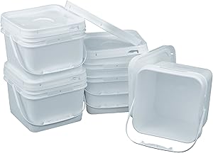 Square 68 mil Bucket Kit, Five 2-Gallon Buckets with White Snap-on Lids