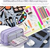 Howala Large Capacity Pencil Case 4 Compartments Purple Multifunctional Bag view 6