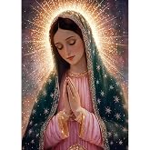 ckdiluy Virgin Mary Diamond Art Kits for Adults Beginners, 5D DIY Religion Diamond Painting Kits, Full Round Drill Diamonds Dots Gem Art Crystal, Home Wall Decor 12X16 Inch