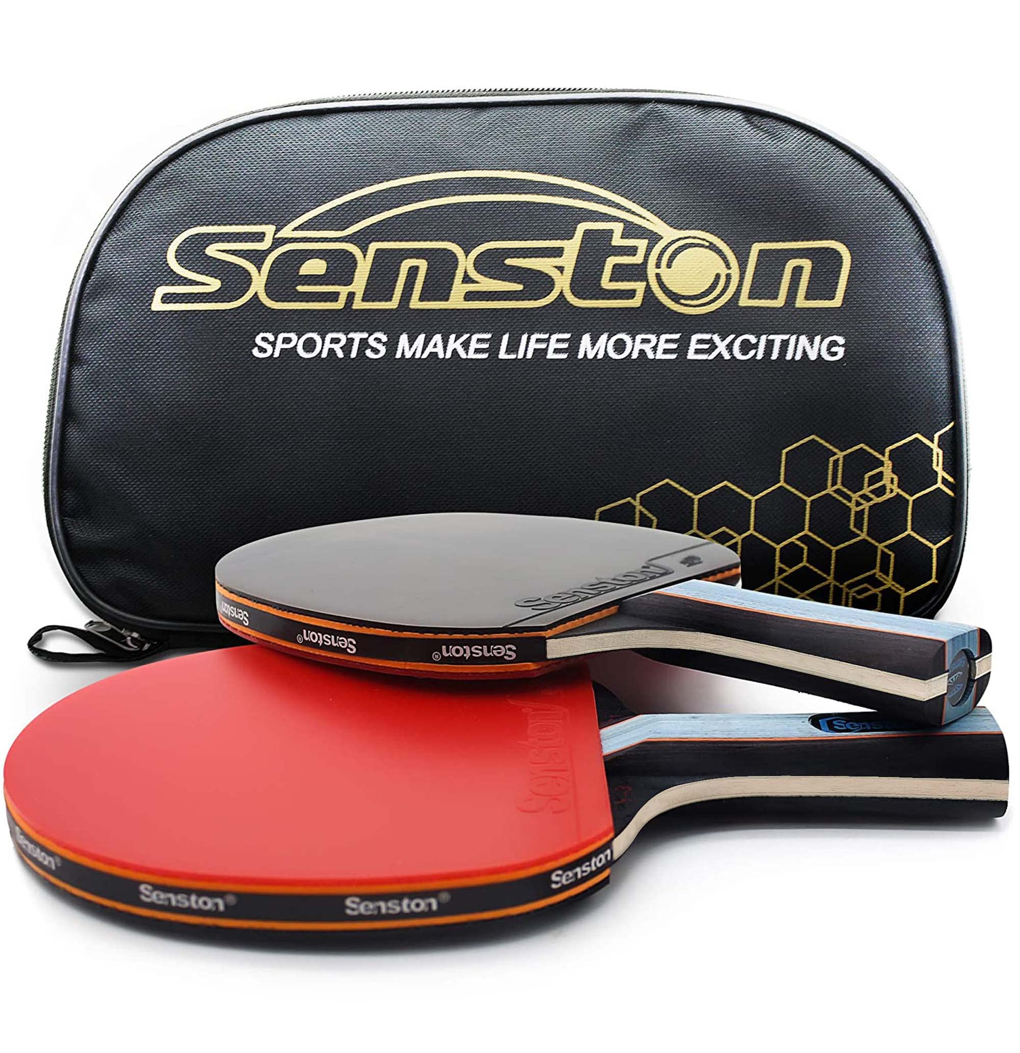 Senston Professional Table Tennis Bats 2 Player Set with Ping Pong Racket Case, Perfect for Intermediate, Advanced, Family Activity and Sports Club