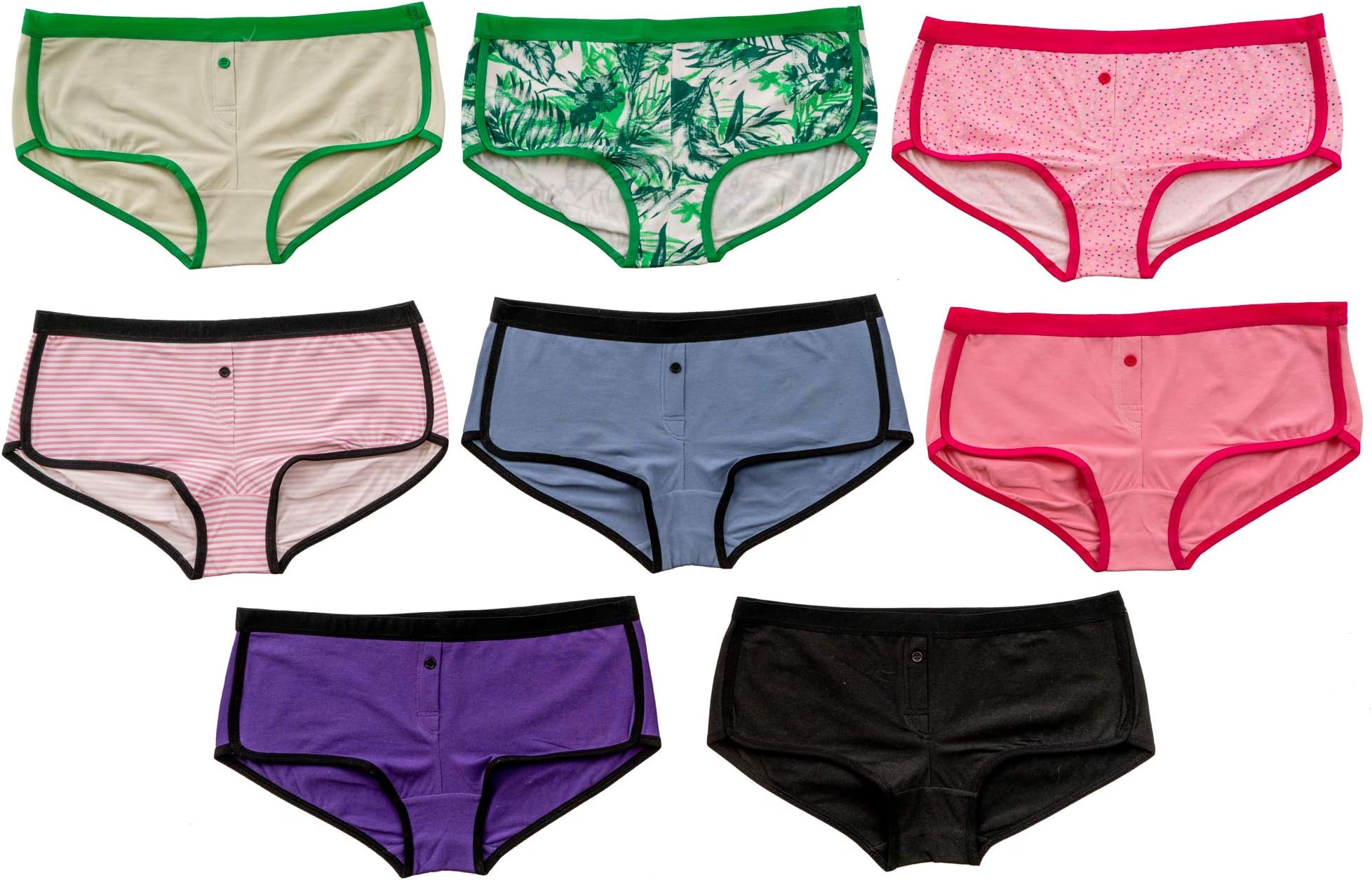Alyce Intimates Womens Cotton Boyshort Panty, Pack of 8