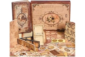 Diuhofart 153pcs Vintage Aesthetic Scrapbooking Supplies Kits for Adults, Junk Journal Kit with Retro Notebook, Stickers Stickers, Decorative Scrap Book Paper Label Frame Collage