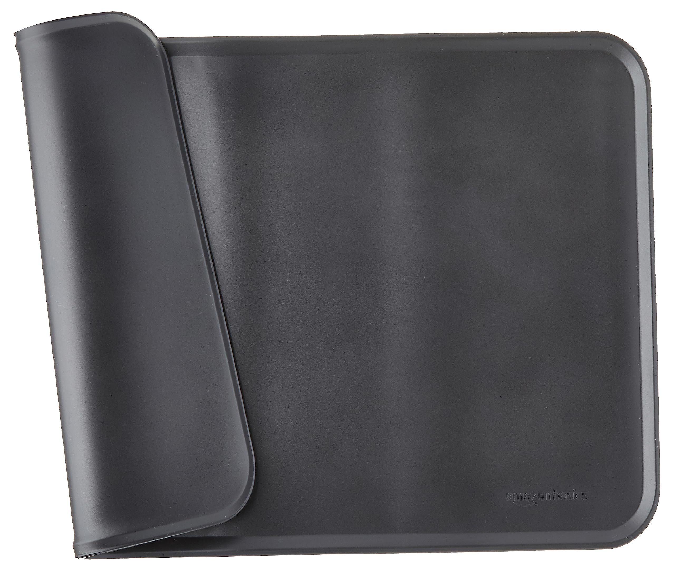 Amazon Basics Waterproof Anti-Slip Silicone Placemat Pet Food and Water Bowl Mat, Easy to Clean, Solid, 47 x 29 cm, Black, Pack of 1