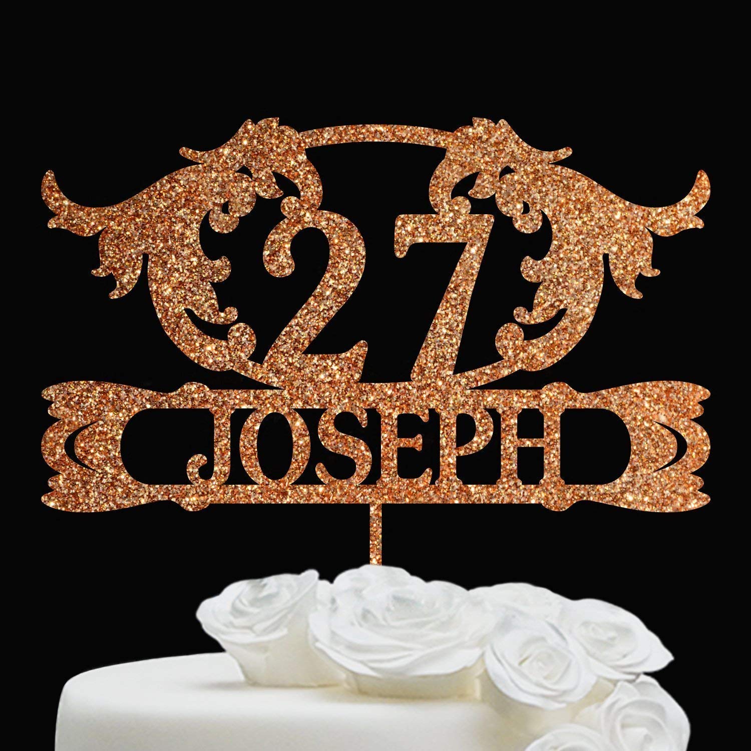 Birthday Cake Topper Personalized Rose Gold Custom Topper