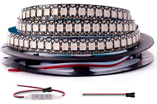 KWMSTPLT WS2812B RGB LED Strip, Individually Addressable LED Strip, Chasing Effects Dream Color 5050SMD 3.2FT 144 LED Pixel S