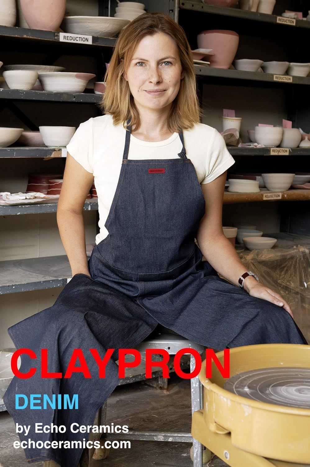 CLAYPRON Artist Kitchen Split Apron (Blue Denim): Home & Kitchen