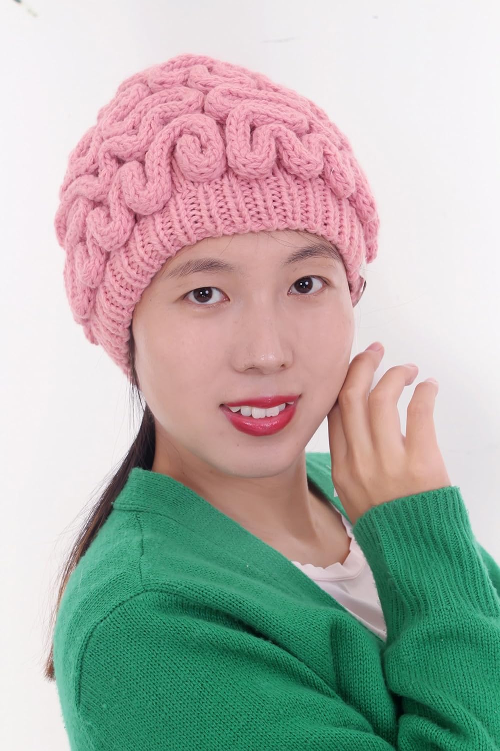 Creative Hand Made Knitted Brain Hat Unique Thinking Cap Winter Beanies for Men Women: Clothing