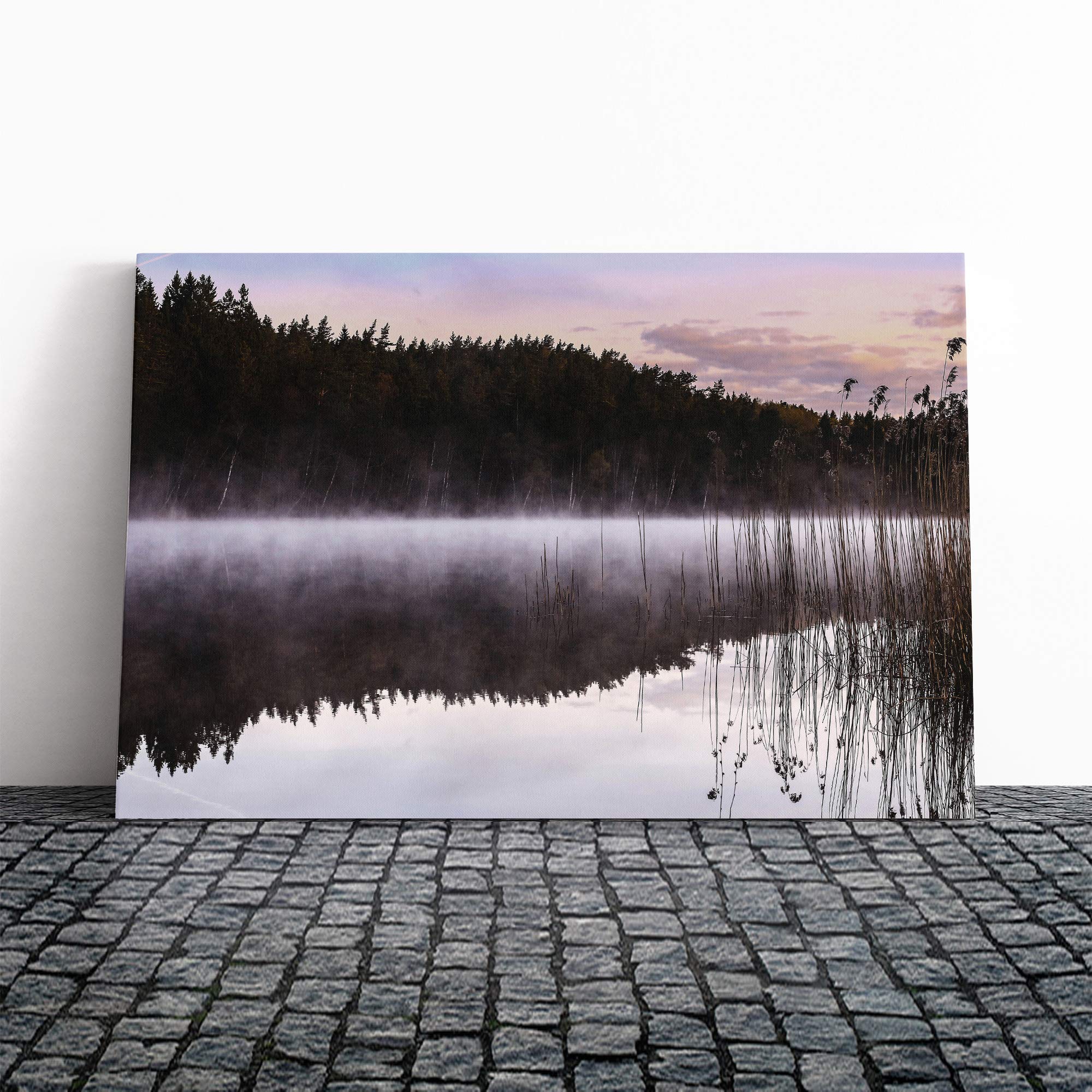 Sweden Forest and Lake Landscape (3) Canvas Print | Gallery Wrapped 30mm Frame Wall Art | 20x14 inches | Ready to Hang | Contemporary Landscape Picture | Living Room Bedroom Lounge Office