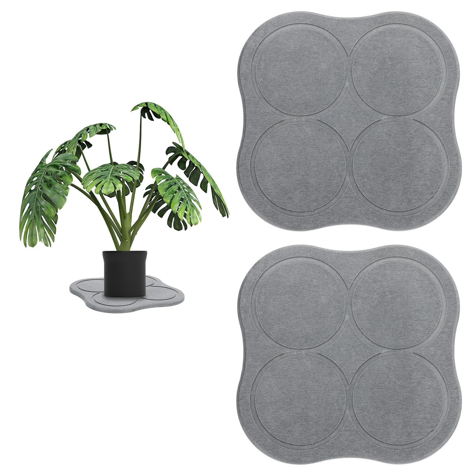 PATIKIL Round Square Diatomite Drink Coasters 12Inch, 2 Pack Water Absorbent Diatomaceous Coaster Quick Dry Cup Coaster for Bathroom Kitchen Laundry Room, Dark Gray