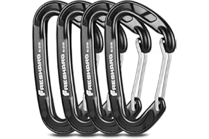 FresKaro 15kN-3372lbs Heavy Duty Wiregate Carabiners, Reliable Time-Tested Stainless Steel Spring Gate, for Camping, Hiking, Hammocks, Backpacking, Dog Leash etc., 3.15inch