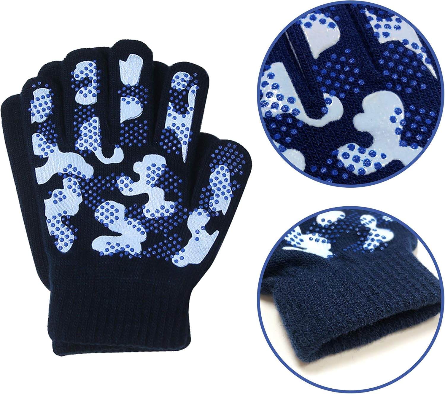 EvridWear Boys Girls Magic Stretch Gripper Gloves 3 Pair Pack Assortment, Kids One Size Winter Warm Gloves Children: Clothing