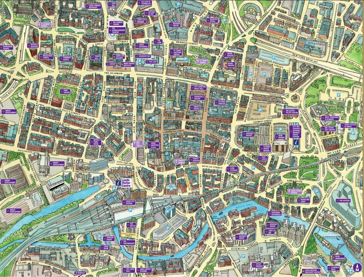 HPY Cityscapes Street Map Of Leeds 400 Piece Jigsaw Puzzle 470mm x 320mm (hpc)
