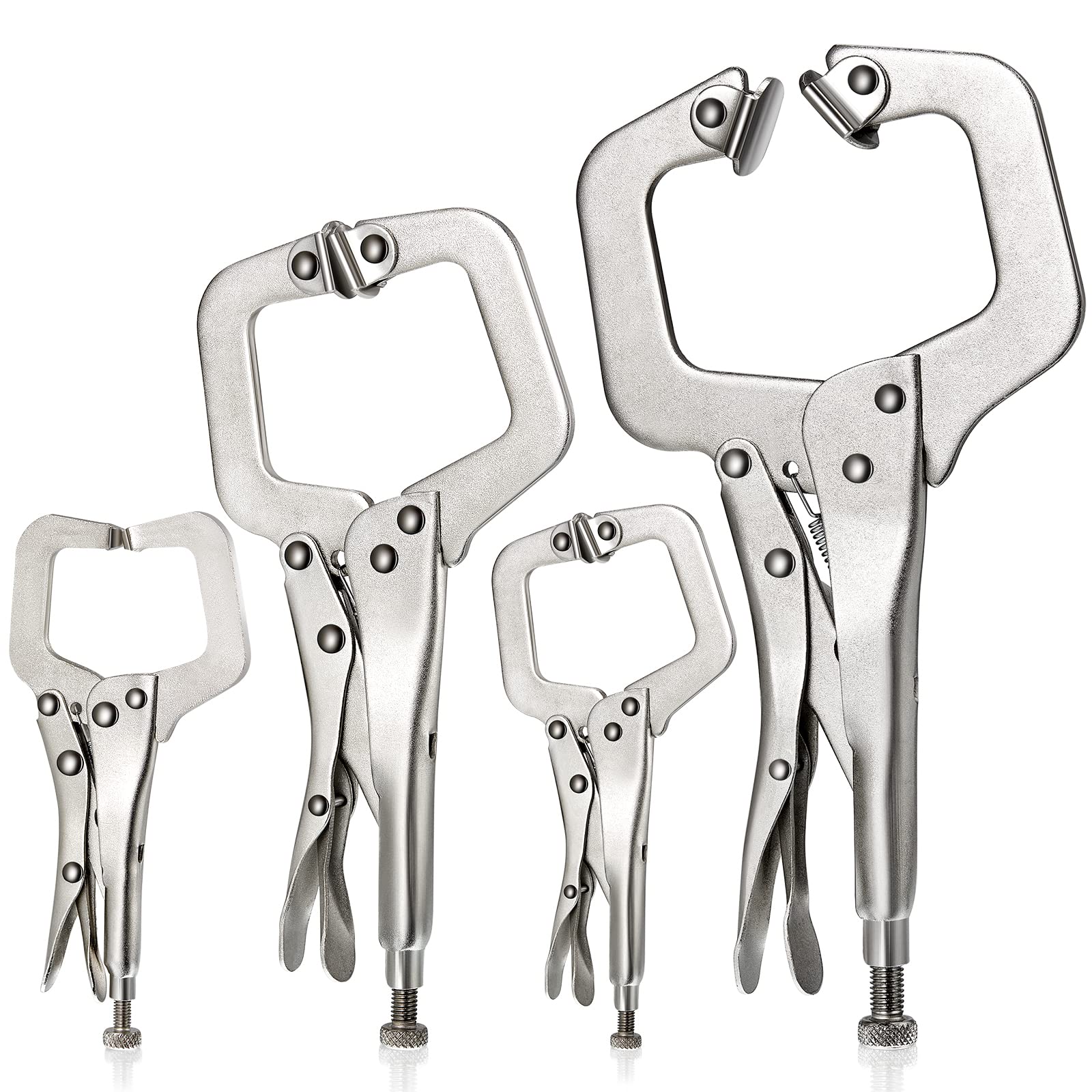thumbnail image 2 of Lot Of 2 – 18” Locking C-Clamp Pliers – 9-1/2” Throat – Swivel Pads – Vise Grip Style 2 of 5
