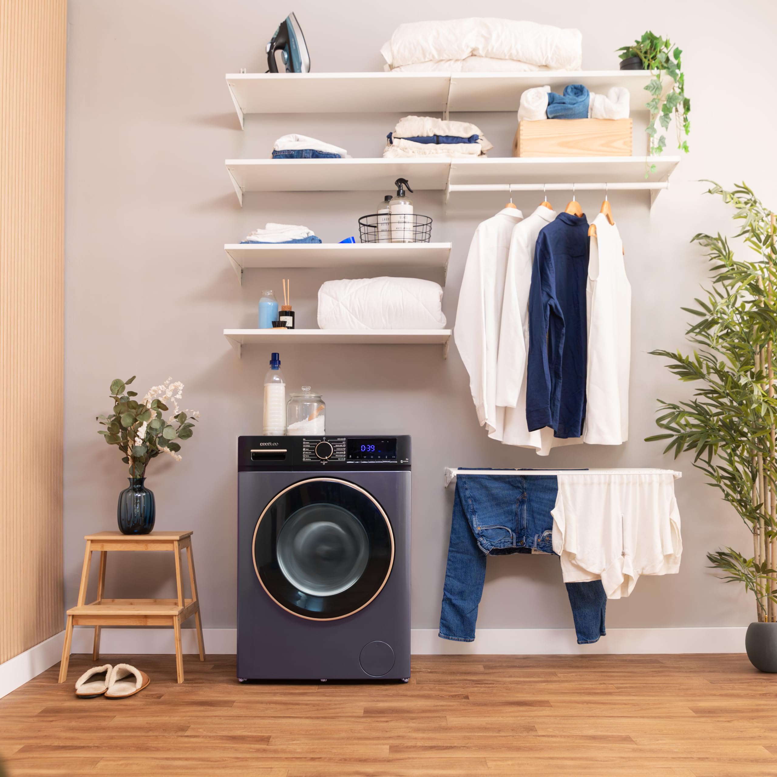 Cecotec Waschmaschine 10Kg Frontlader Bolero DressCode 10610 Inverter Ice Blue A 1400 U/min, Steam Max, Inverter Plus Motor, 15Prog, OnSmart, Smooth Wash, Stop&Go, Antibakterielle Dichtung, Drum Clean 2