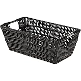 Whitmor 6500-2712-BLK Rattique Small Shelf Black Tote Basket