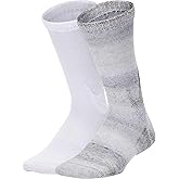 Nike Youth Athletic Swoosh Crew Socks - 2 Pack (Black/Anthracite/White/Medium)