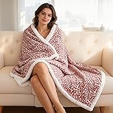 Electric Heated Blanket Full Size 72"x84", Ultra-Soft Plush with Overheat Protection, 9 Adjustable Heat Settings & 10-Hour Auto-Off Timer, Fast Heating for Winter Comfort, Pink White Leopard Print