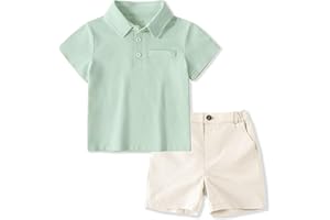 Volunboy Baby Boy Summer Clothes Short Sleeve Polo Shirts Shorts Set Pique Beach Outfits 18 Months to 6 Years