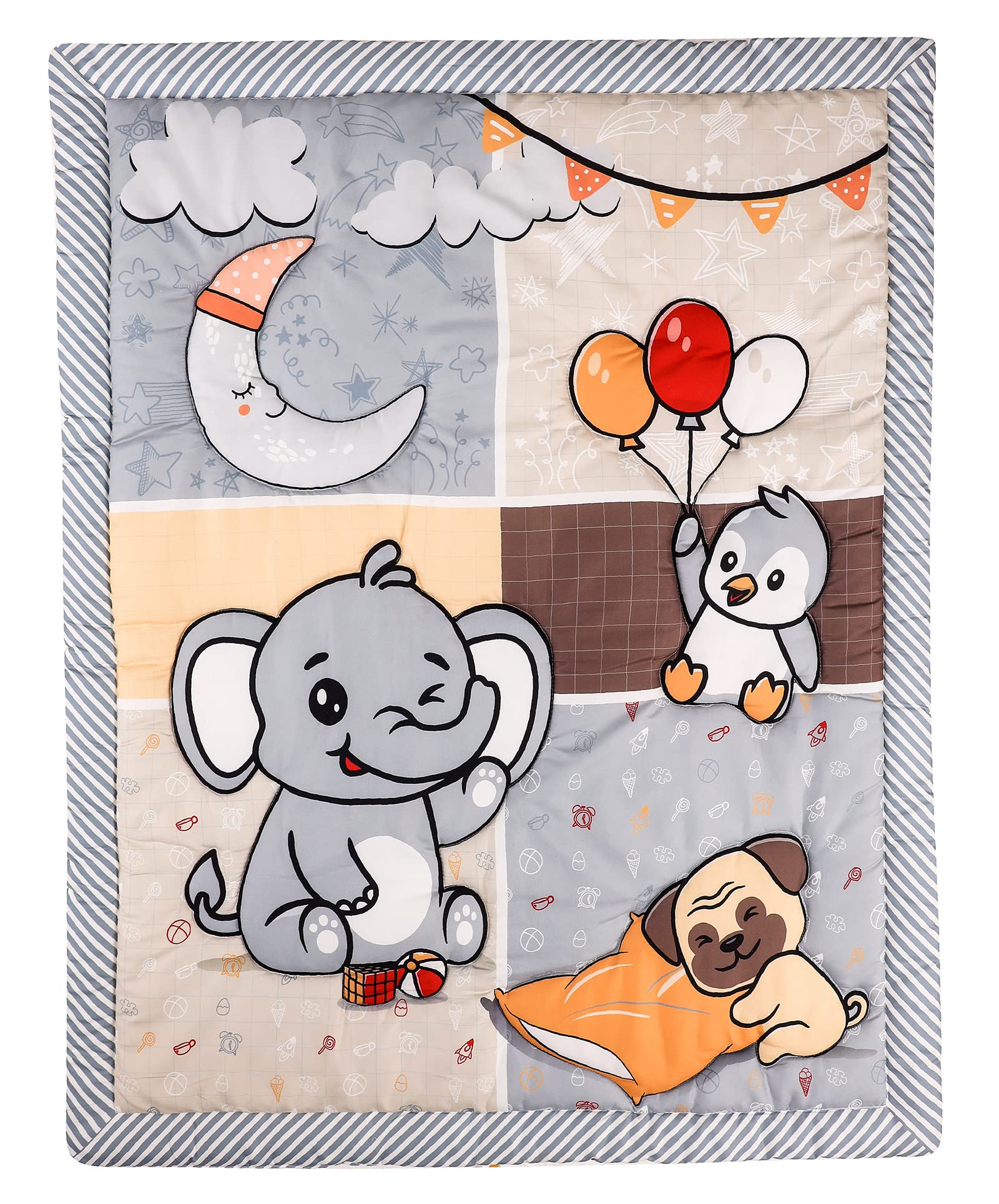 HMtideby Animal Themed Baby Toddler Blanket Quilt Cot Comforter Crib Baby Quilts for Boys and Girls Nursery Bed Throw Blanket 84x107cm-Grey Elephant