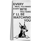Dwept Every Meal You Make Every Bite You Take Dish Towels, Funny Tea Towels, Dog Kitchen Decor, Dog Decorative Kitchen Towels, Doberman Gifts for DogOwners, DobermanDog Hand Towels for Bathroom