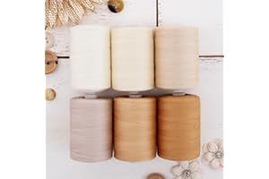 Threadart 100% Cotton Thread Set | 6 Tan Tones | 1000M (1100 Yards) Spools | for Quilting & Sewing 50/3 Weight | Long Staple & Low Lint | Over 20 Other Sets Available