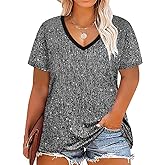 RITERA Women Plus Size Tops Tie Dye V Neck Shirt Floral Camo Summer Short Sleeve Tunic Oversized Ladies Blouse XL-5XL
