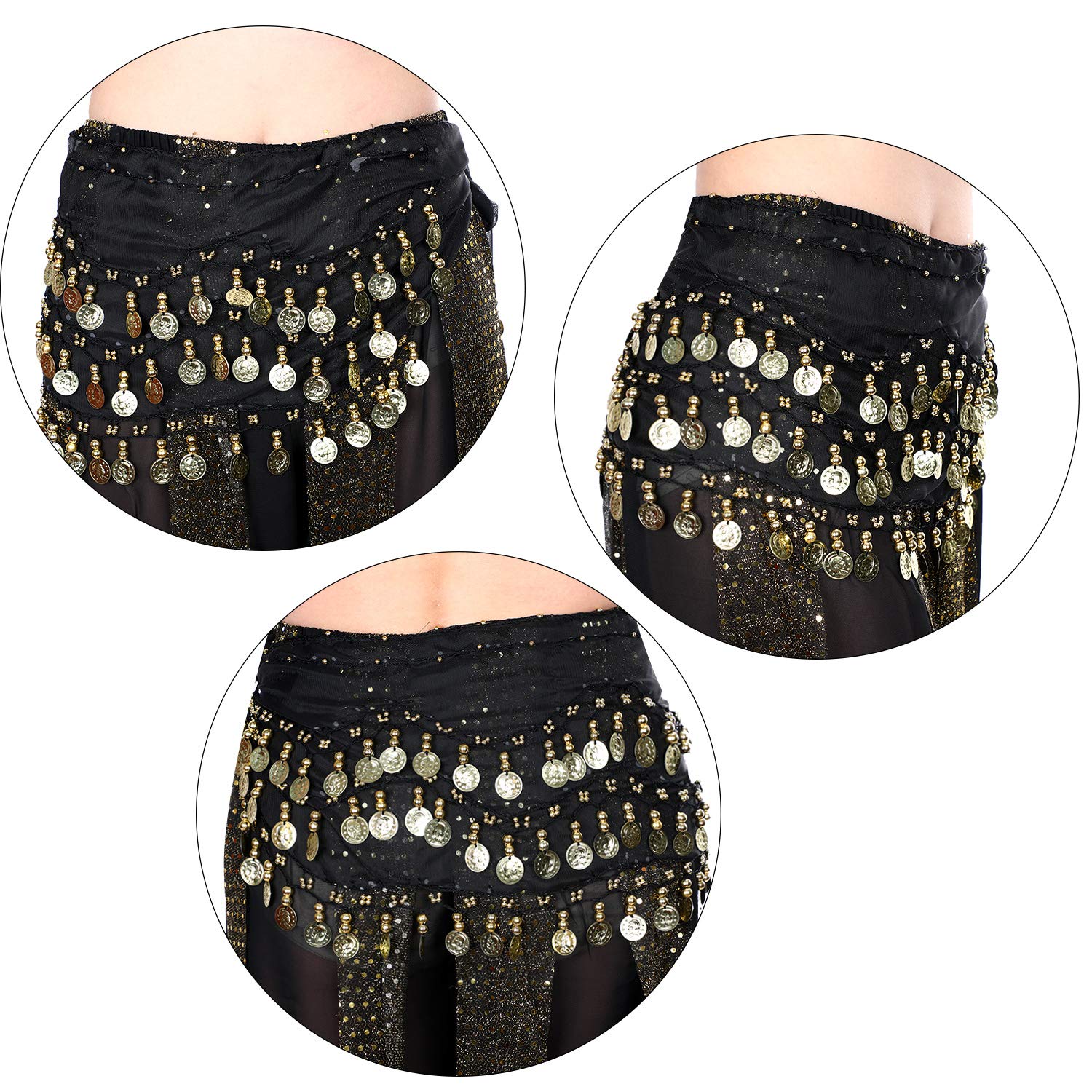 2 Pieces Belly Dance Skirts Hip Skirt Lady's Coin Belly Skirts Hip Scarf for Women Dancing Party Clothing Supplies 2 Pieces Belly Dance Skirts Hip Skirt Lady's Coin Belly Skirts Hip Scarf for Women Dancing Party Clothing Supplies