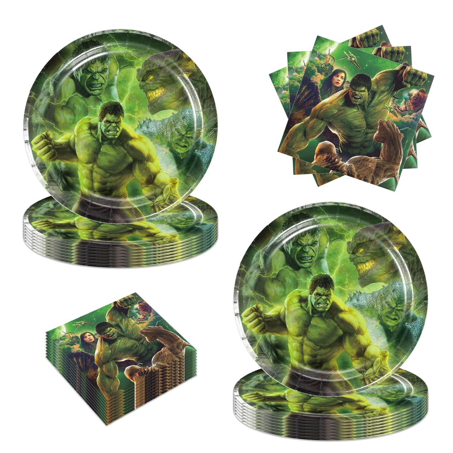 Photo 1 of 40Pcs for Hulk Party Supplies Include 20 Plates, 20 Napkins for The Hulk Birthday Party Decoration