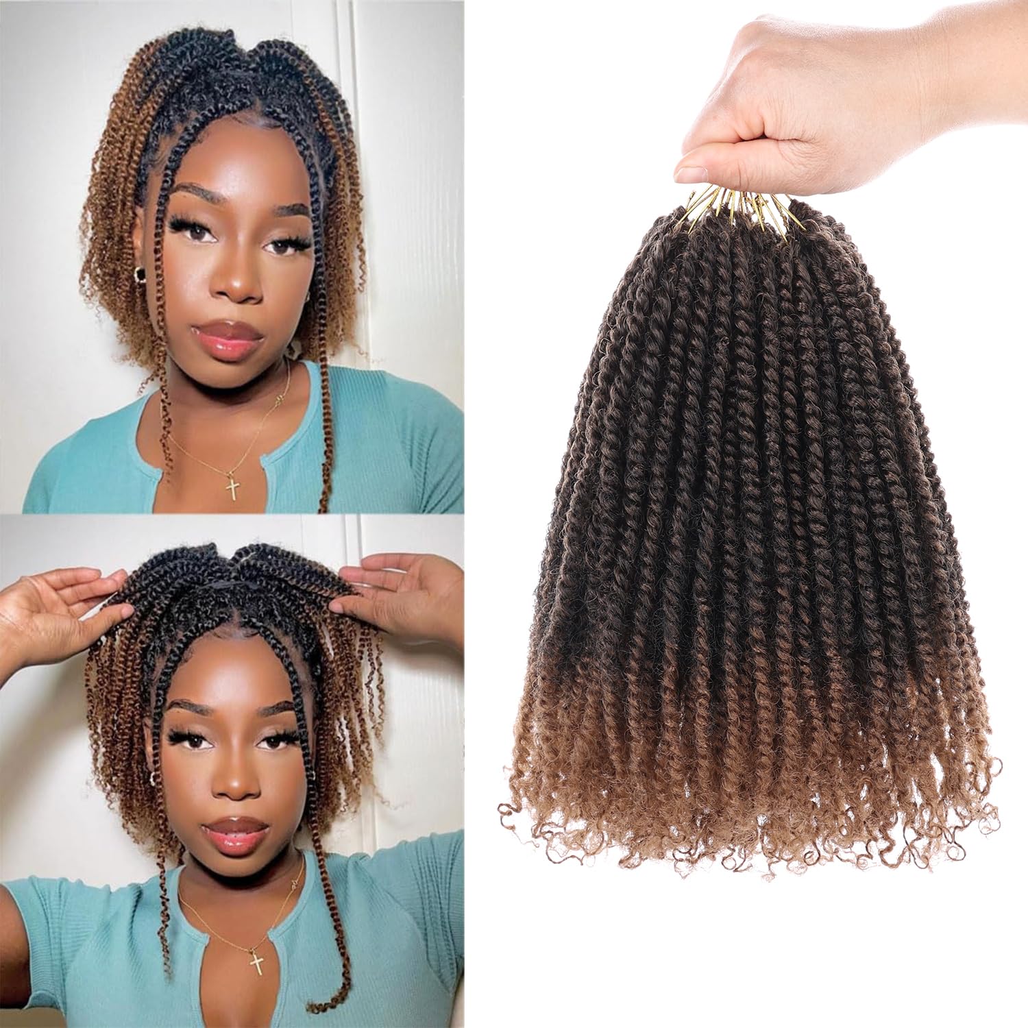 Mscat 8 Inch 9Pack Micro Passion Twist Bob Crochet Braids Pre-looped Ombre Mini Senegalese Twist Crochet Hair Extensions โ image 1