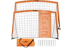 JumpJoys Kids Soccer Goal for Backyard| 6x4 ft Portable Pop Up Soccer Goal Kids Soccer Net | Practice Soccer Net in Multiple Colors | Single Net, Set of Two, Double with Accessories