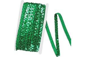 levylisa Lace Trim 14 Yards Sequin Metallic Braid Trim Bling Wrap Ribbon for Garment Accessories Costume Jewelry Crafts Sewing (Green)