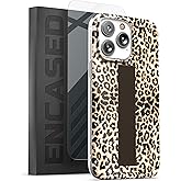 ENCASED Hand Loop Case Designed for iPhone 14 PRO with Strap and Tempered Screen Protector (Leopard)