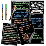 Magnetic Menu Board for Fridge with neon bright liquid chalk markers - Weekly Meal Planner with Grocery List and Notepad Chal