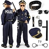 Police Costume for Kids - Halloween Toddler Police Officer Costume, Belt, Hat, Glasses, Handcuffs, Walkie Talkie, Flashlight - Cops Outfit for Boys, CPSIA & ASTM F963 Compliant, Small 3‑5 Years