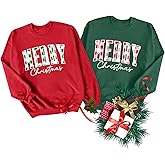 LUKYCILD Christmas Couples His and Her Sweatshirt: Merry Christmas Couples Matching Outfits Xmas Holiday Long Sleeve Shirt