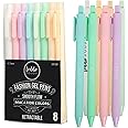 Loddie Doddie Macaron Color Pens for Journaling & Note Taking - 8 Pack 0.7 mm Medium Point Smooth Retractable Pens, No Bleed & Smudge - Pastel Colored