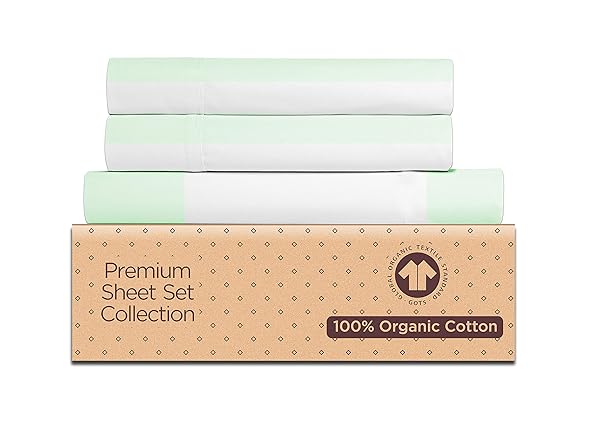 ORGANIC COTTON DUVET COVER KING/CAL KING – MINT GREEN – GOTS CERTIFIED – SOFT & SMOOTH SATEEN WEAVE – SECURE FIT WITH CORNER TIES & ENVELOPE CLOSURE – PREMIUM BEDDING – MACHINE WASHABLE – TISSAJ