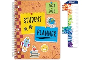Global Datebooks Dated Elementary Student Planner for Academic Year 2024-2025 includes Ruler/Bookmark and Planning Stickers (Matrix Style - 8.5"x11" - Corkboard)