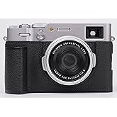 Camera Case for Fujifilm X100VI,UChandmade Genuine Leather Camera Half Case for Fujifilm X100VI - Top Layer Cowhide Body Metal Base Plate Hand Shank 3-in-1 Design (Black)