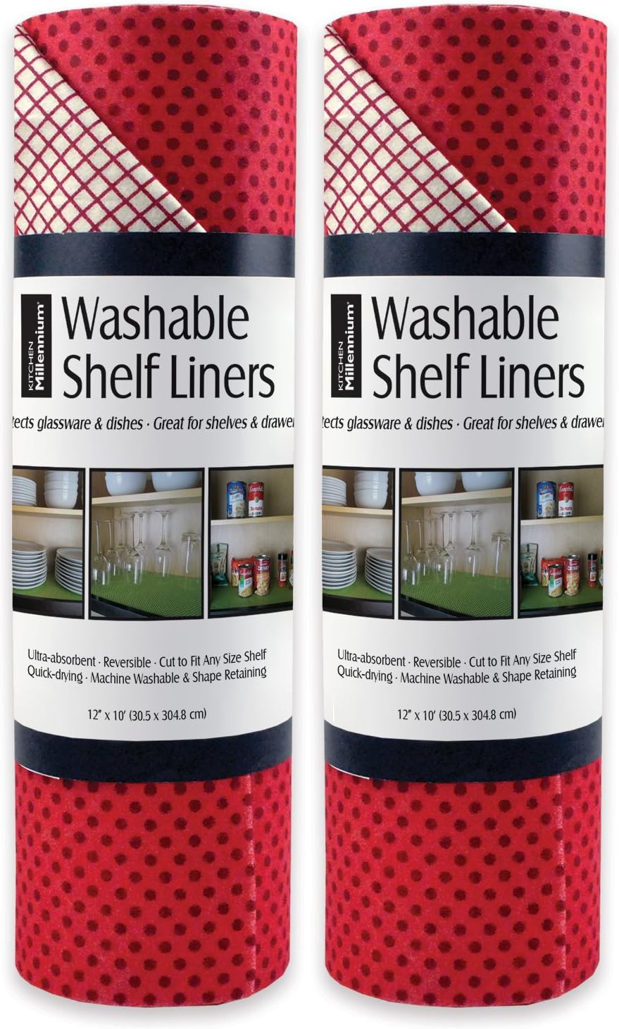 Amazon Com Dii Non Adhesive Cut To Fit Machine Washable Shelf Liner Paper For Cabinets Kitchen Shelves Drawers Set Of 2 12 X 10 Tango Red Dots