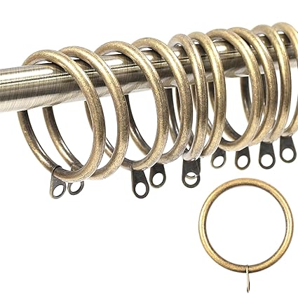 50x Large Curtain Rings Antique Brass 42mm Inner Diameter