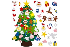 BYKITCHEN Felt Christmas Tree, 3.3 FT DIY Felt Christmas Tree Set for Kids, Wall Hanging Christmas Tree for Christmas Party Decor, Felt Xmas Tree Gift