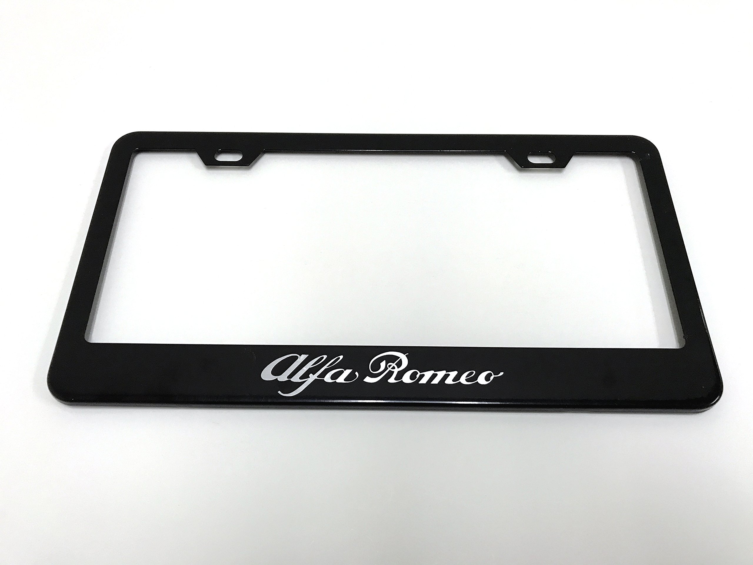 Deepro 1 Alfa Romeo Black Powder Coated Metal License Plate Frame with